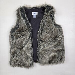 Old Navy Kids Faux Fur Lined Gray Vest Size M (8)